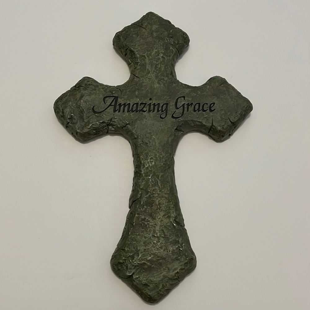 The Faith Collection Green AMAZING GRACE Cross Christian Wall Decor, Box